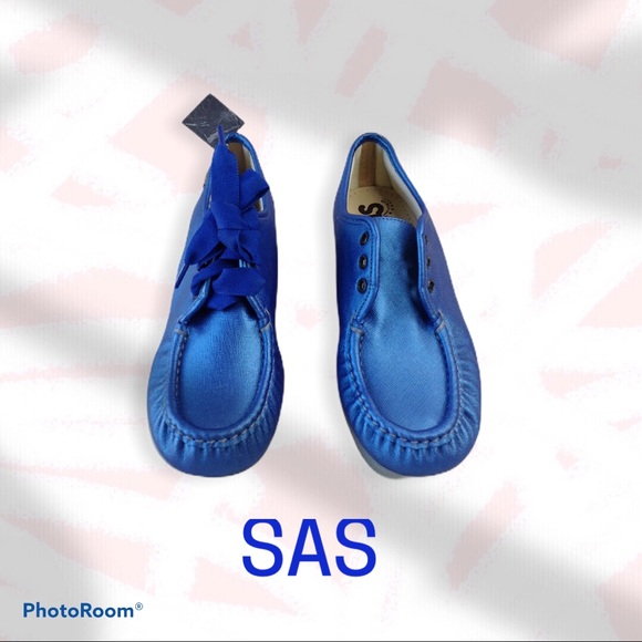 SAS Bounce Moc Toe Wedge Bluebird Leather - Picture 2 of 6